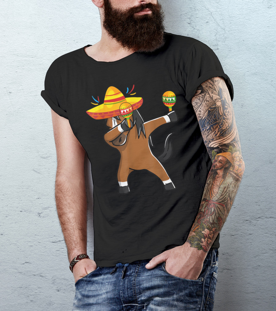 Dabbing Horse Sombrero Maracas Mexican Cinco T-Shirt