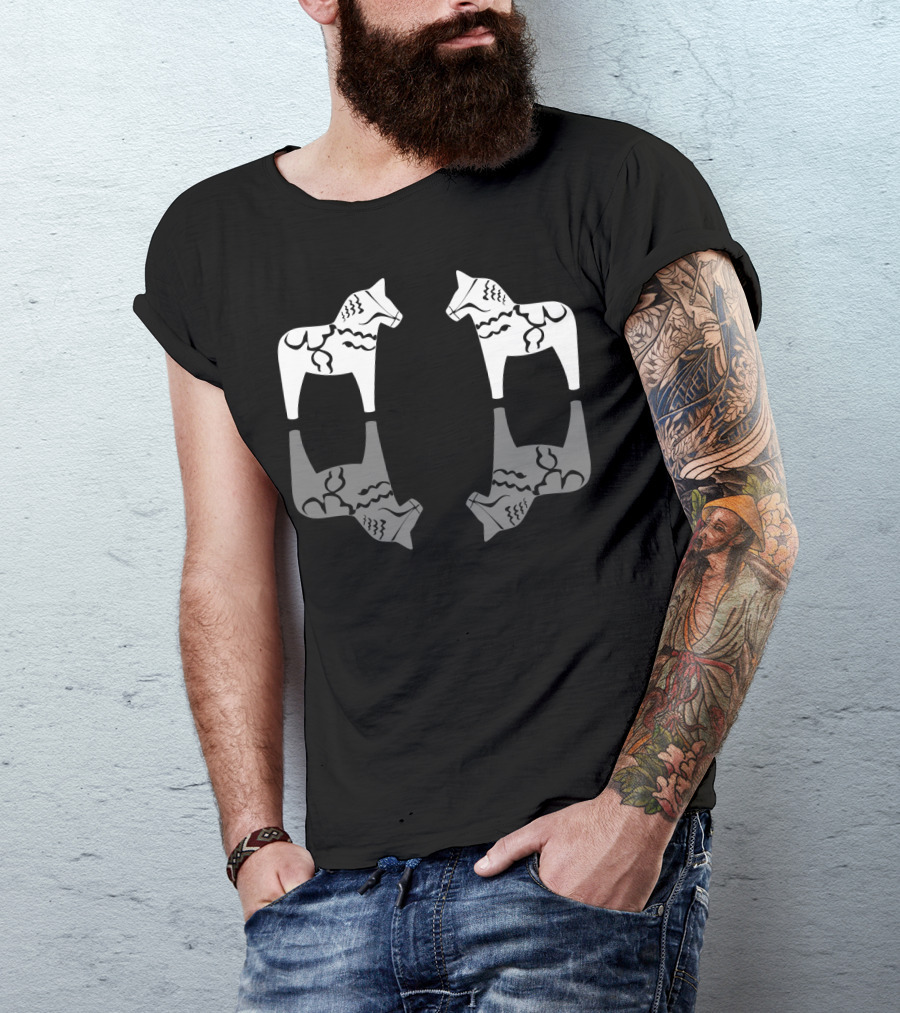 Dala Horses Reflection Swedish Dala Horse T-Shirt