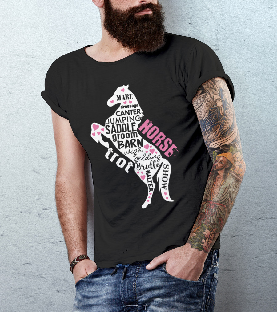 Dancing Horse Riding Girls Equestrian Mare Dressage Canter Jumping Saddle Barn Horse Show T-Shirt