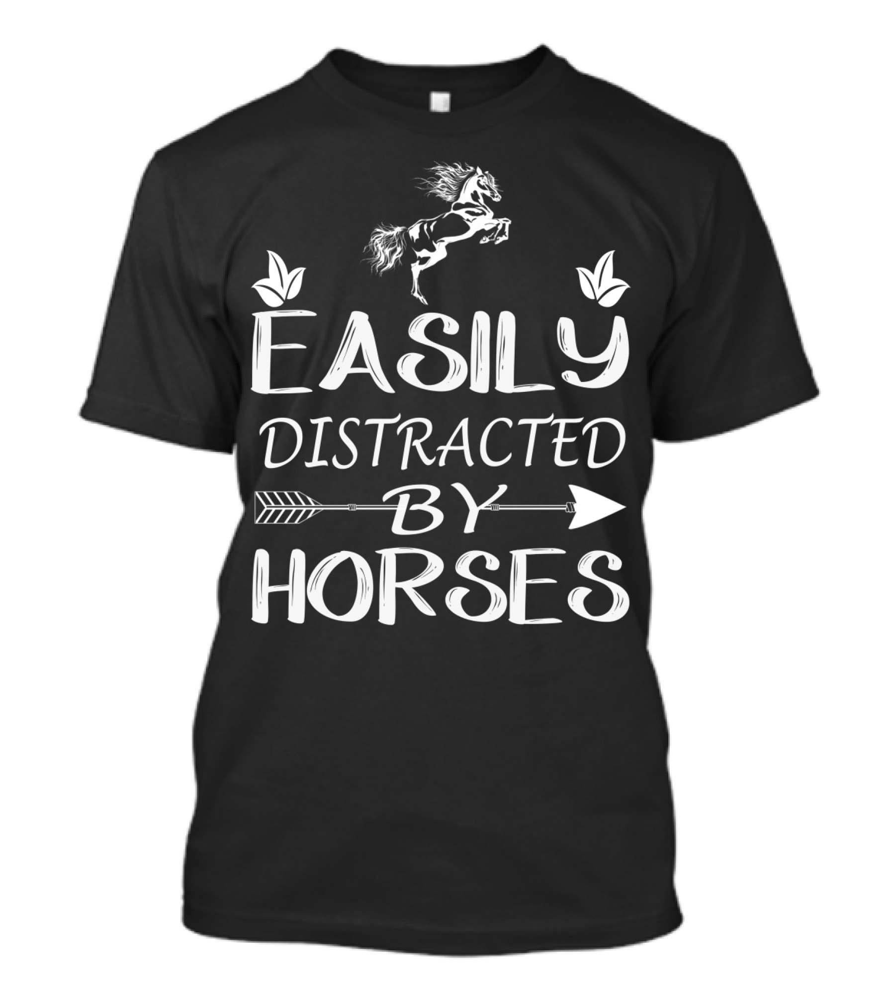 Easily Distracted By Horses Girls Horse Riding Enthusiasts T-Shirt