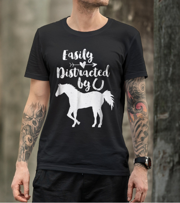 Easily Distracted By Horses Horse Rider T-Shirt