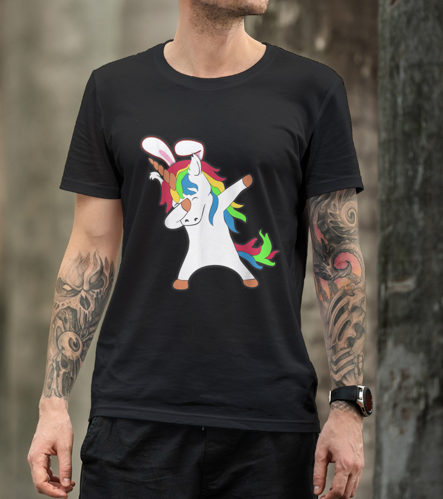 Easter Bunny Dabbing Unicorn With Rabbit Ears T-Shirt