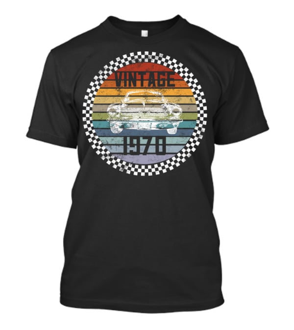 Vintage 1973 50 Year Old Birthday Classic Car Retro Rainbow Stripes T-Shirt