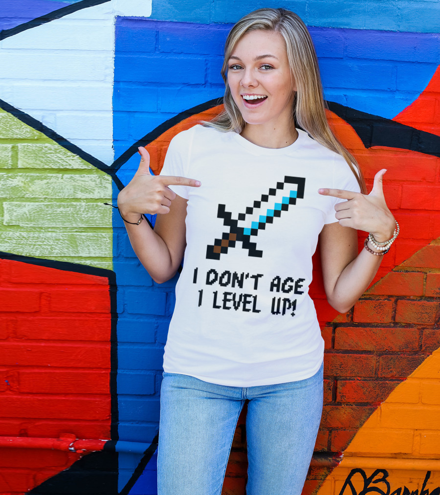 Arcade Classic I Don't Age I Level Up Gaming Sword T-Shirt