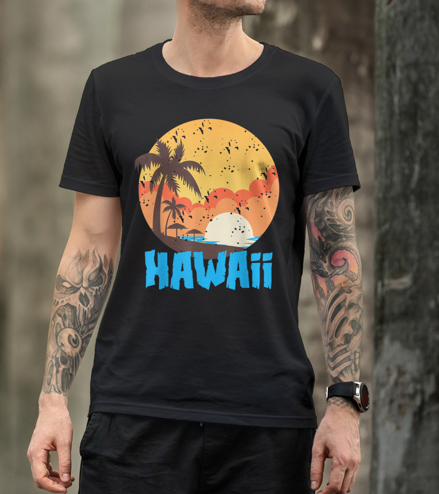 Hawaii Sunset Palm Beach T-Shirt