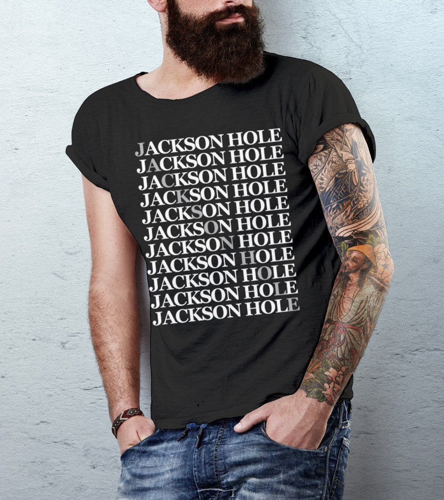 Jackson Hole Repeated Text Pattern Wyoming T-Shirt