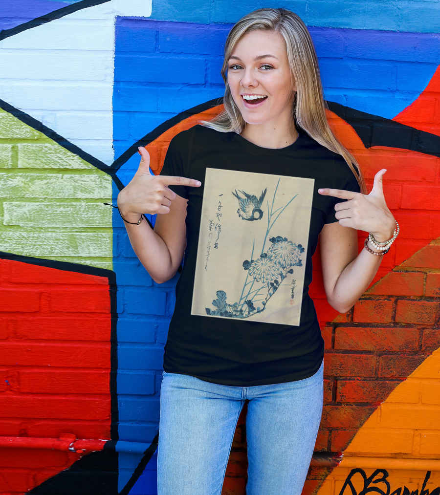 Classic Japanese Art Ukiyo-e Bird And Flowers Streetwear Aesthetic T-Shirt