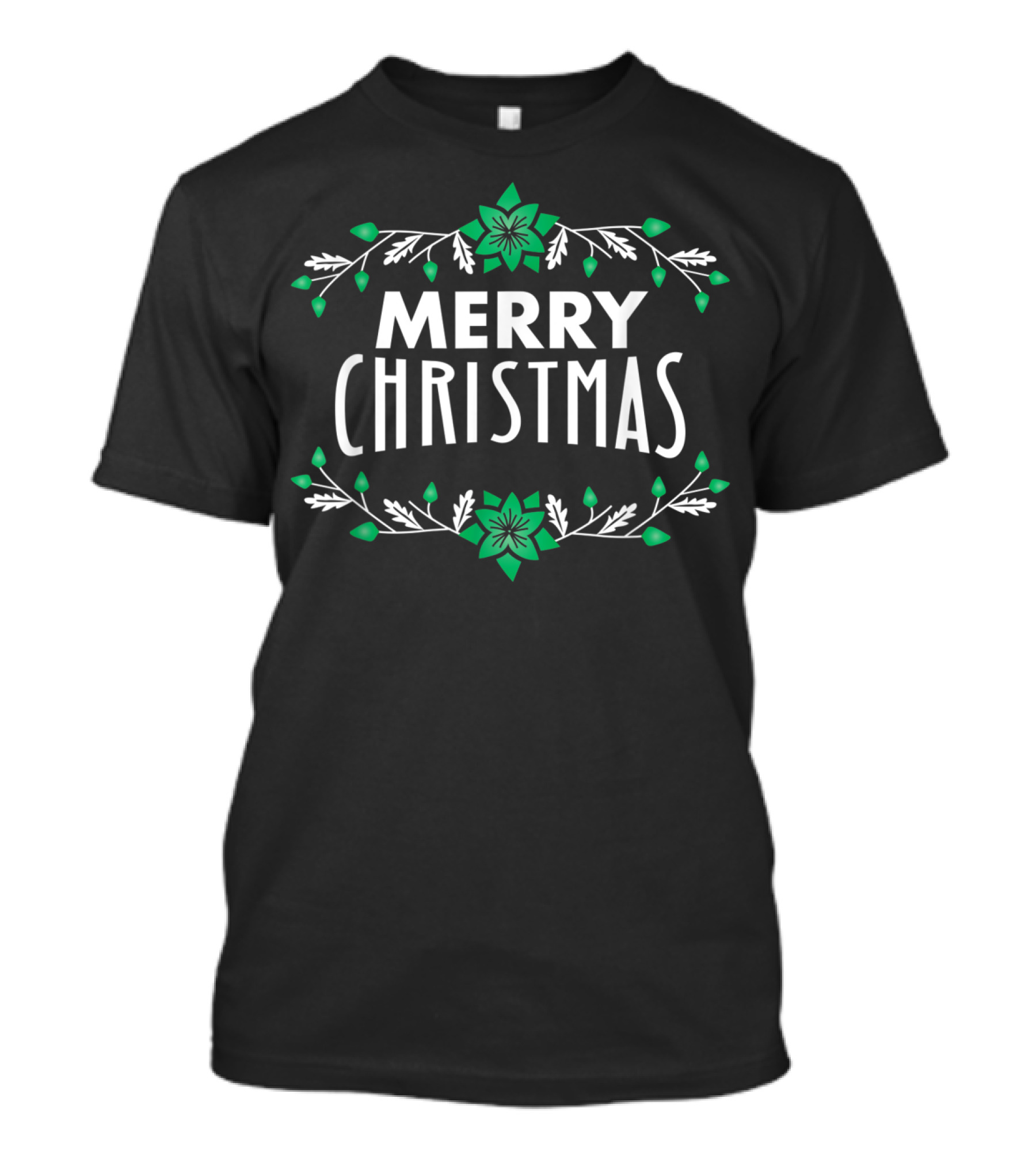 Merry Christmas Classic Festive Green Floral J9 T-Shirt