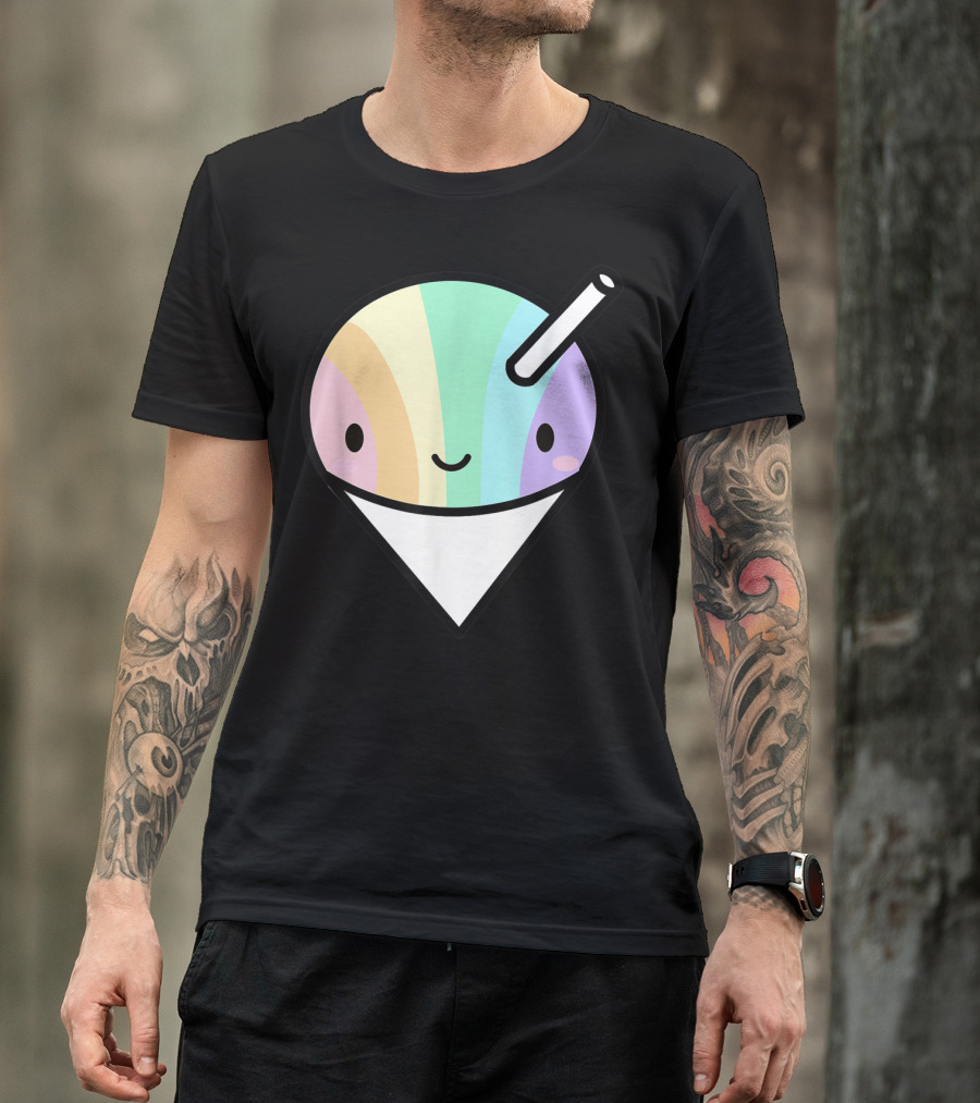 Kawaii Rainbow Shaved Ice Hawaiian Shave Ice Cute Smile Cone T-Shirt