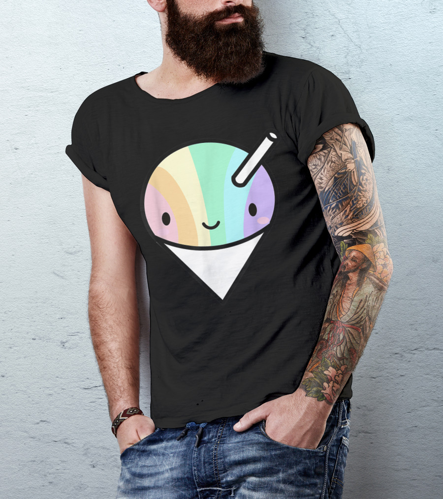 Kawaii Rainbow Shaved Ice Hawaiian Shave Ice Cute Smile Cone T-Shirt