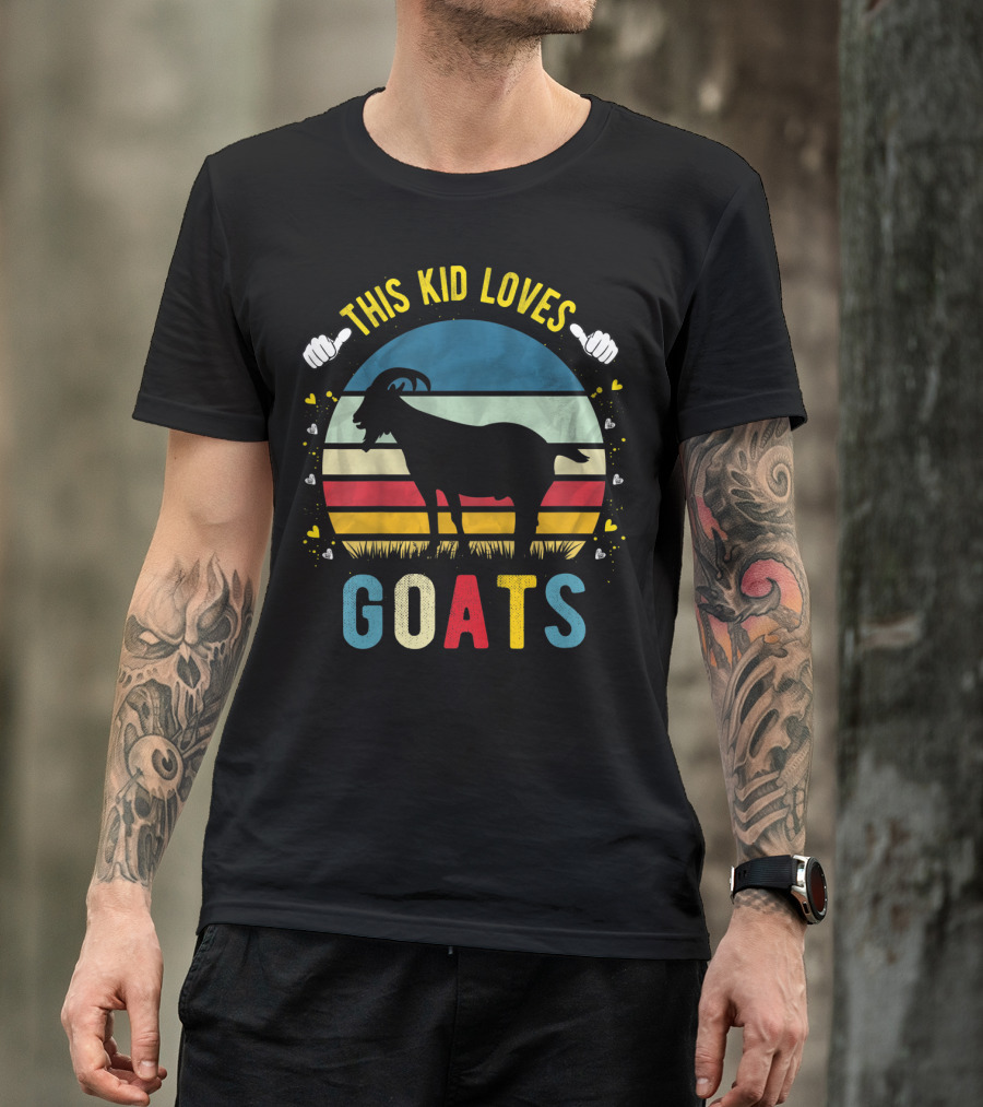 This Kid Loves Goats Boys And Girls Retro Goat T-Shirt