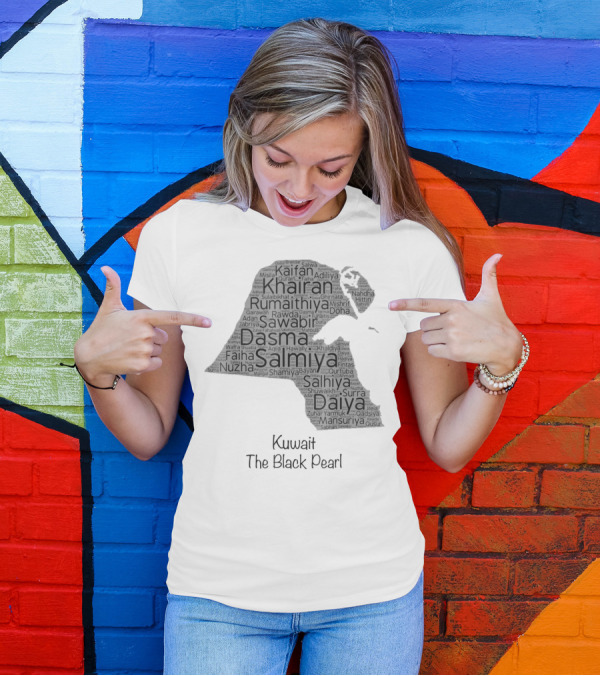 Kuwait's Outline Cities Including Salmiya Daiya The Black Pearl T-Shirt