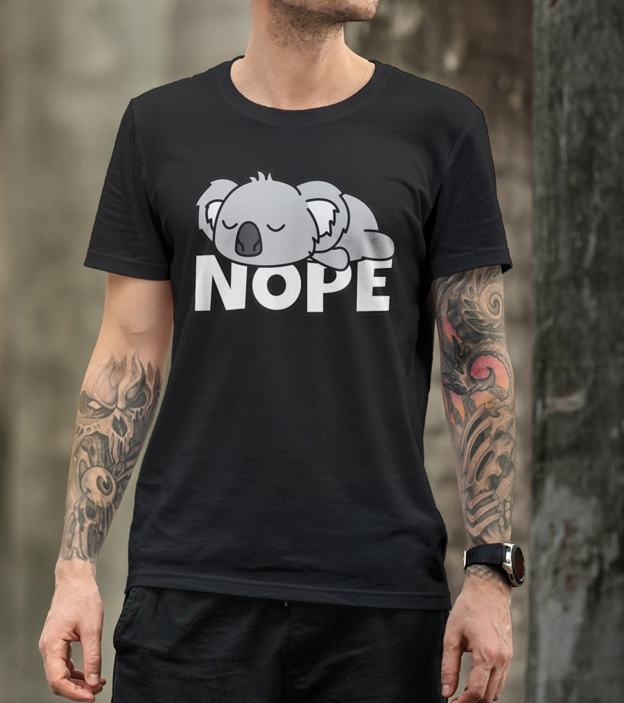 Lazy Koala Nope Cute Comic Baby Bear T-Shirt