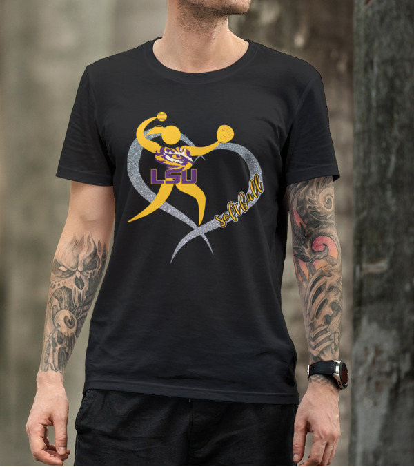 LSU Tigers Softball Heart Gameday T-Shirt