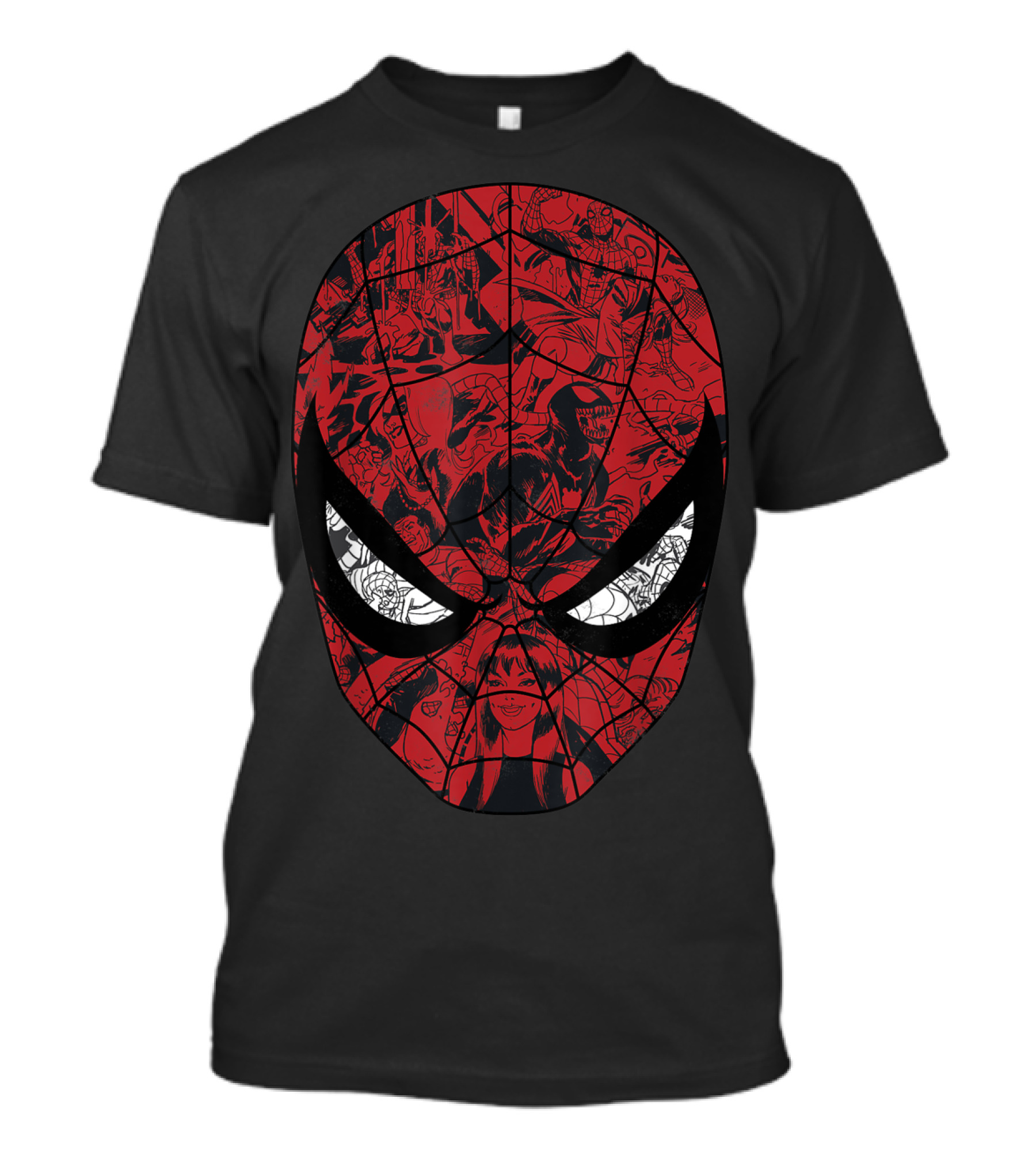 Spiderman Mask Marvel Comic Collage T-Shirt