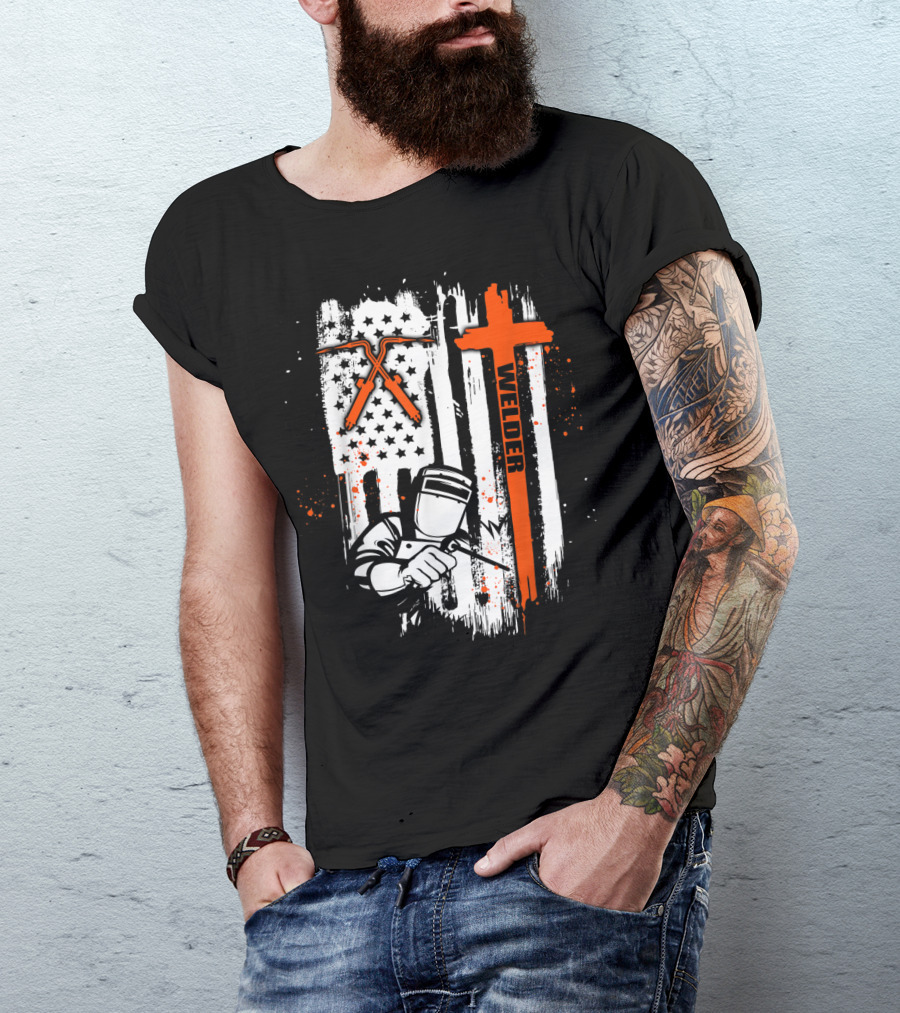 Welder American Flag USA Crossed Tools Patriotic T-Shirt