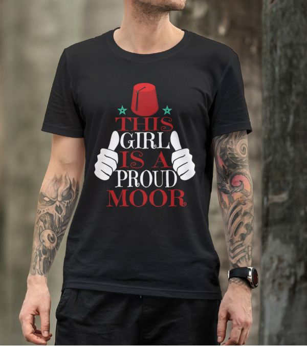 Moorish American This Girl Is A Proud Moor Fez Hat Thumbs Up Stars T-Shirt