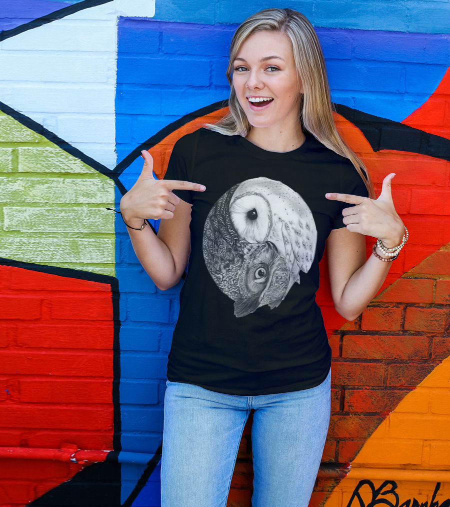 Snowy Owl Barn Owl Yin Yang T-Shirt