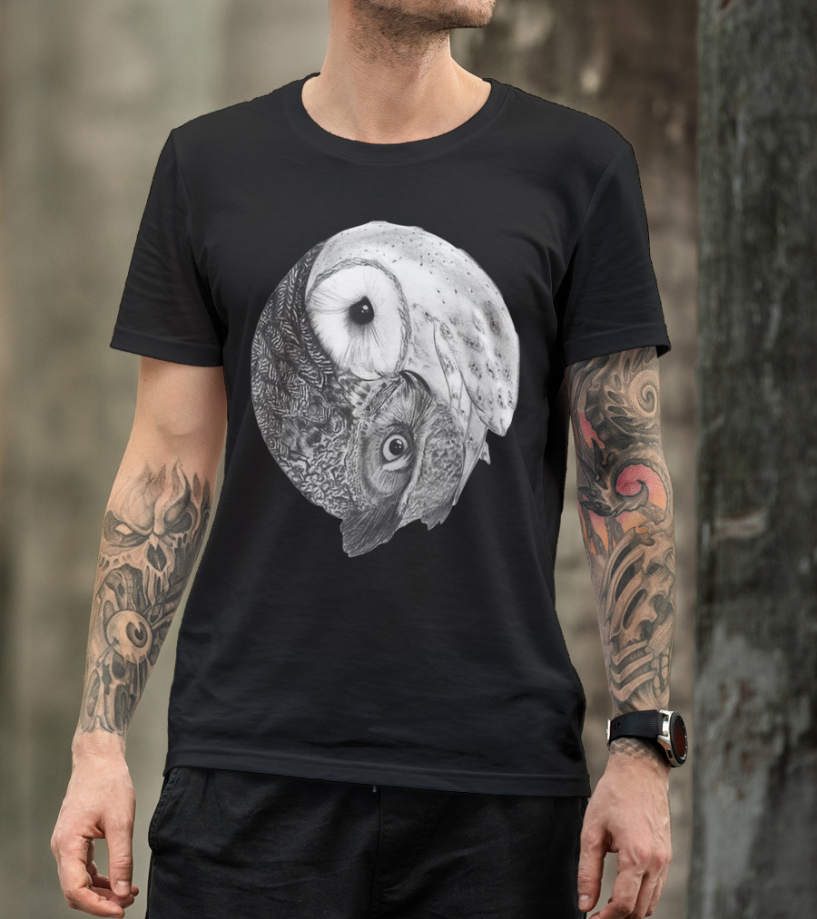 Snowy Owl Barn Owl Yin Yang T-Shirt