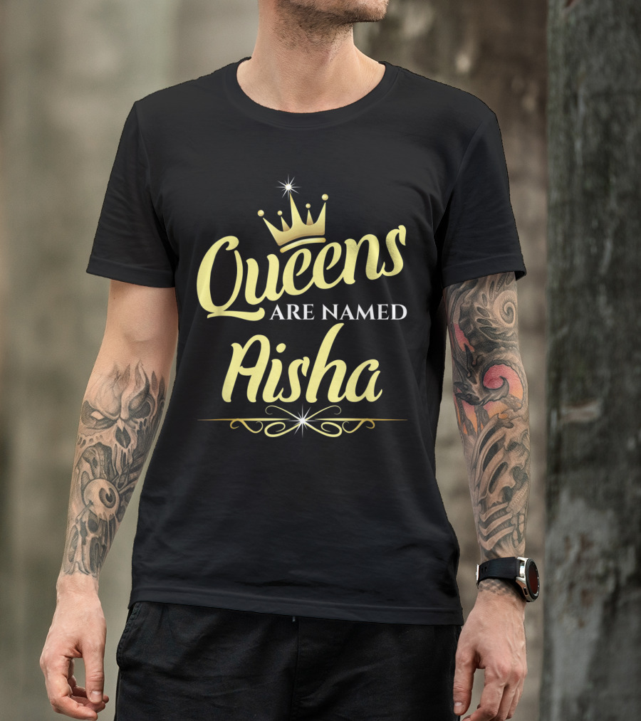 Queens Are Named Aisha Bold Crown Motif T-Shirt