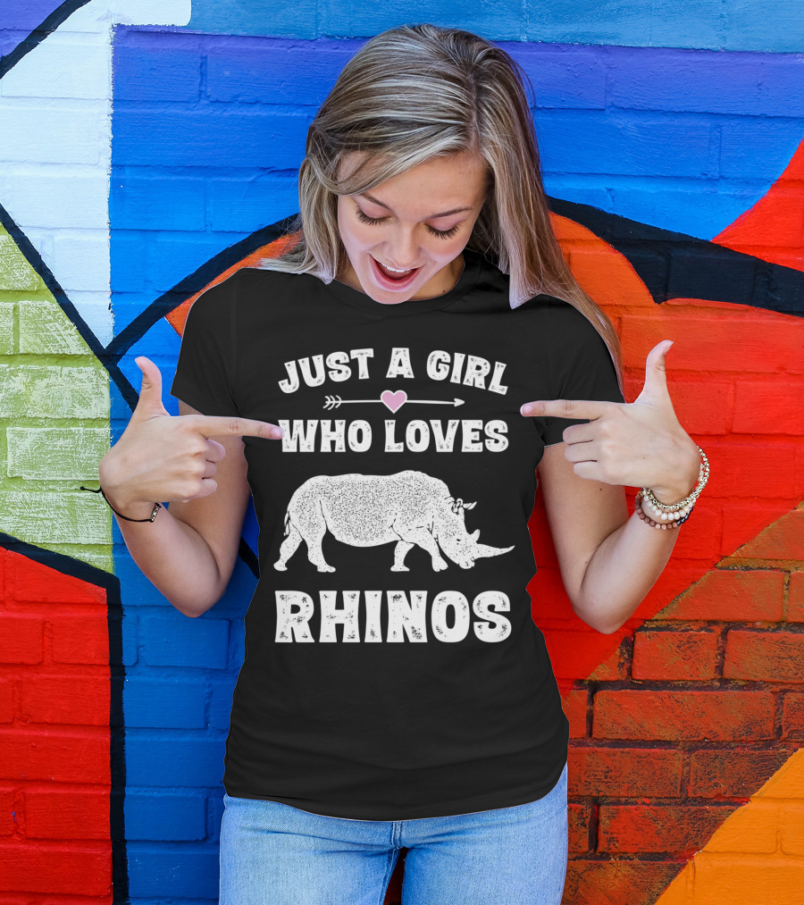 Just A Girl Who Loves Rhinos Retro Vintage Rhinoceros T-Shirt