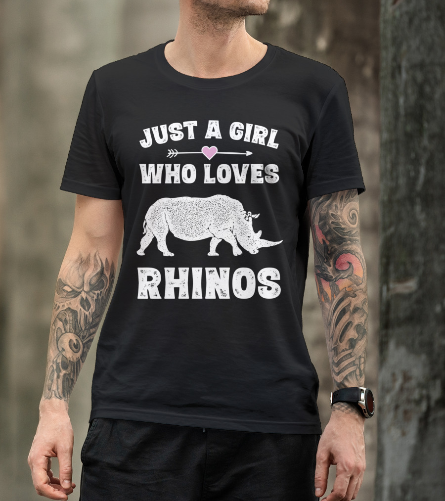 Just A Girl Who Loves Rhinos Retro Vintage Rhinoceros T-Shirt