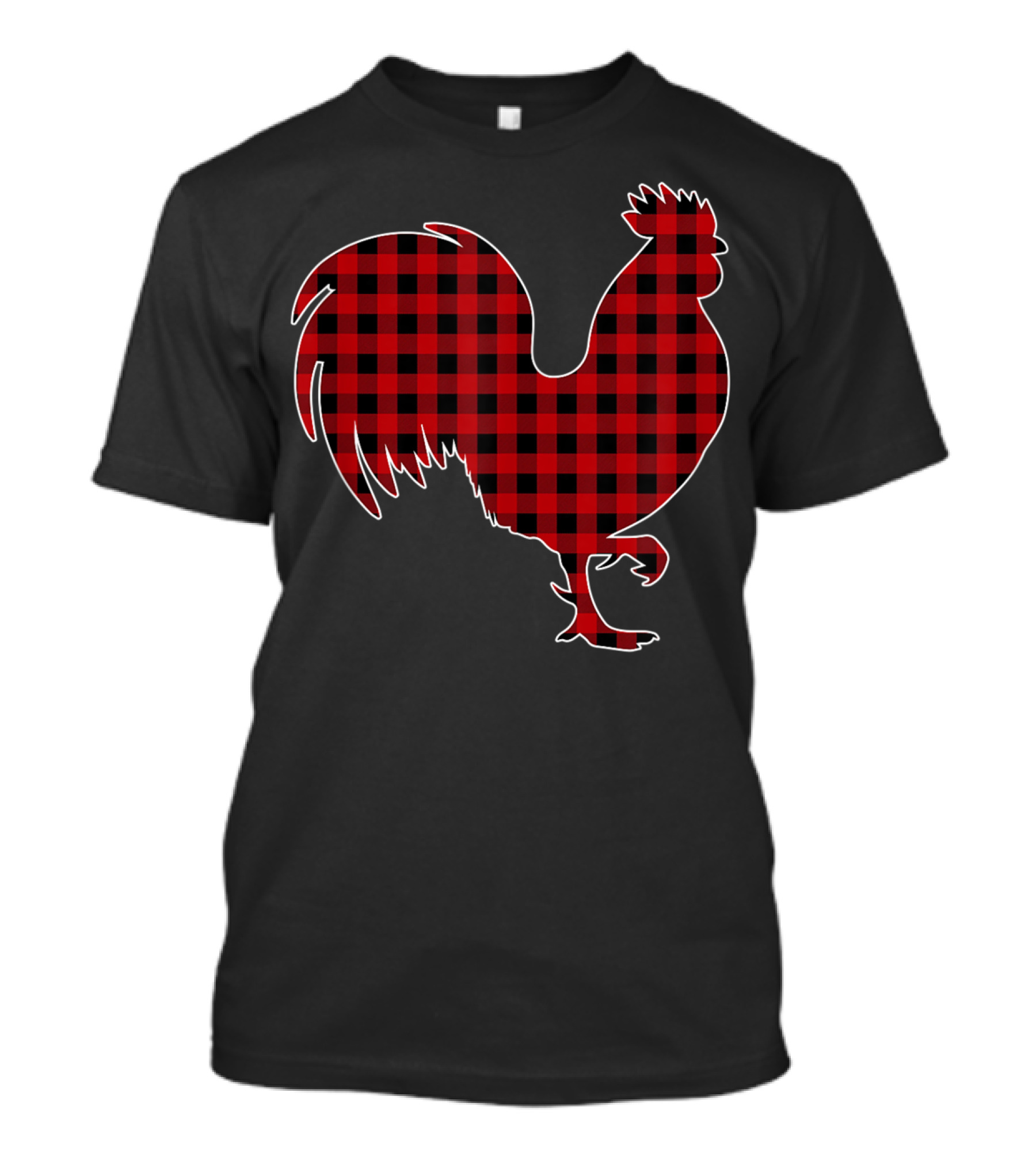 Rooster Red Plaid Buffalo Check T-Shirt