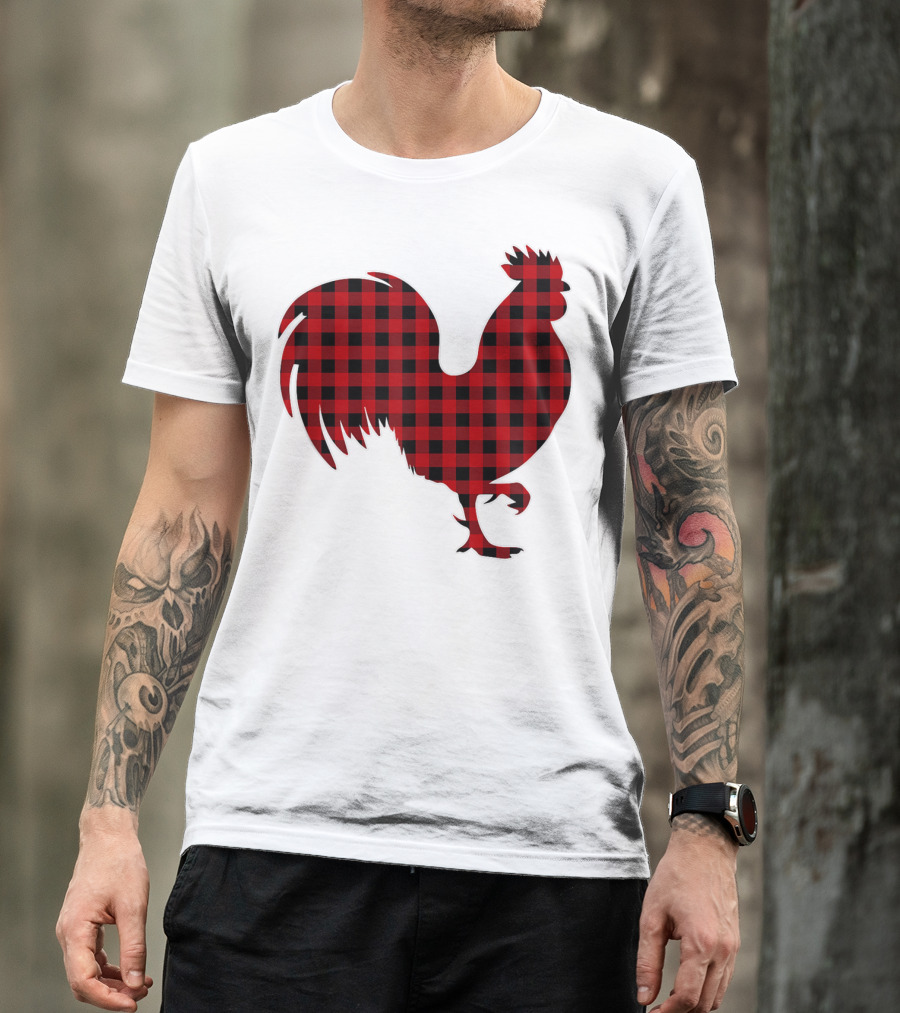 Rooster Red Plaid Buffalo Check T-Shirt