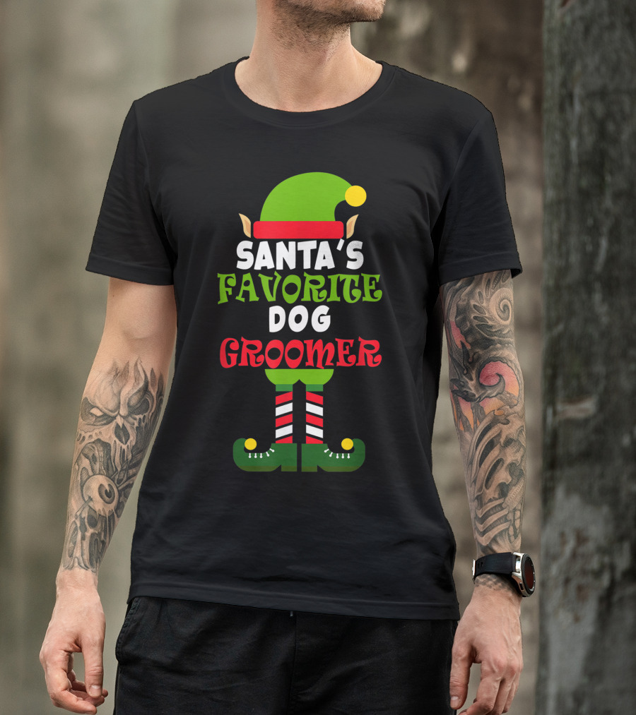 Santa's Favorite Dog Groomer Elf Costume T-Shirt