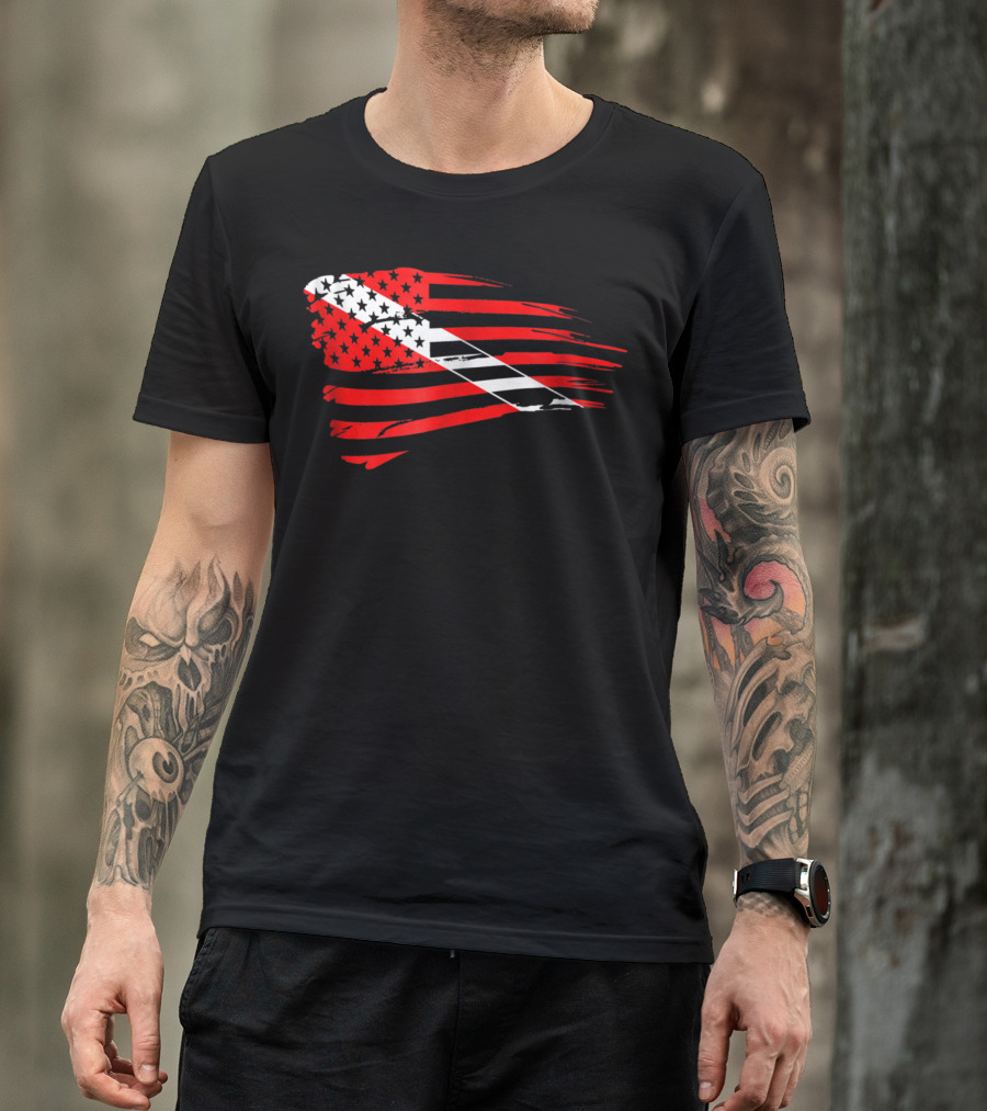 American Flag Scuba Diving Dive Flag Patriotic T-Shirt