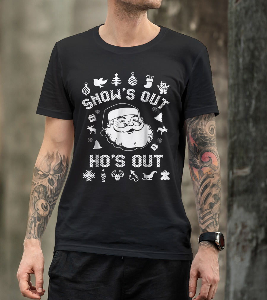 Snow's Out Ho's Out Funny Santa Christmas Holiday Icons T-Shirt