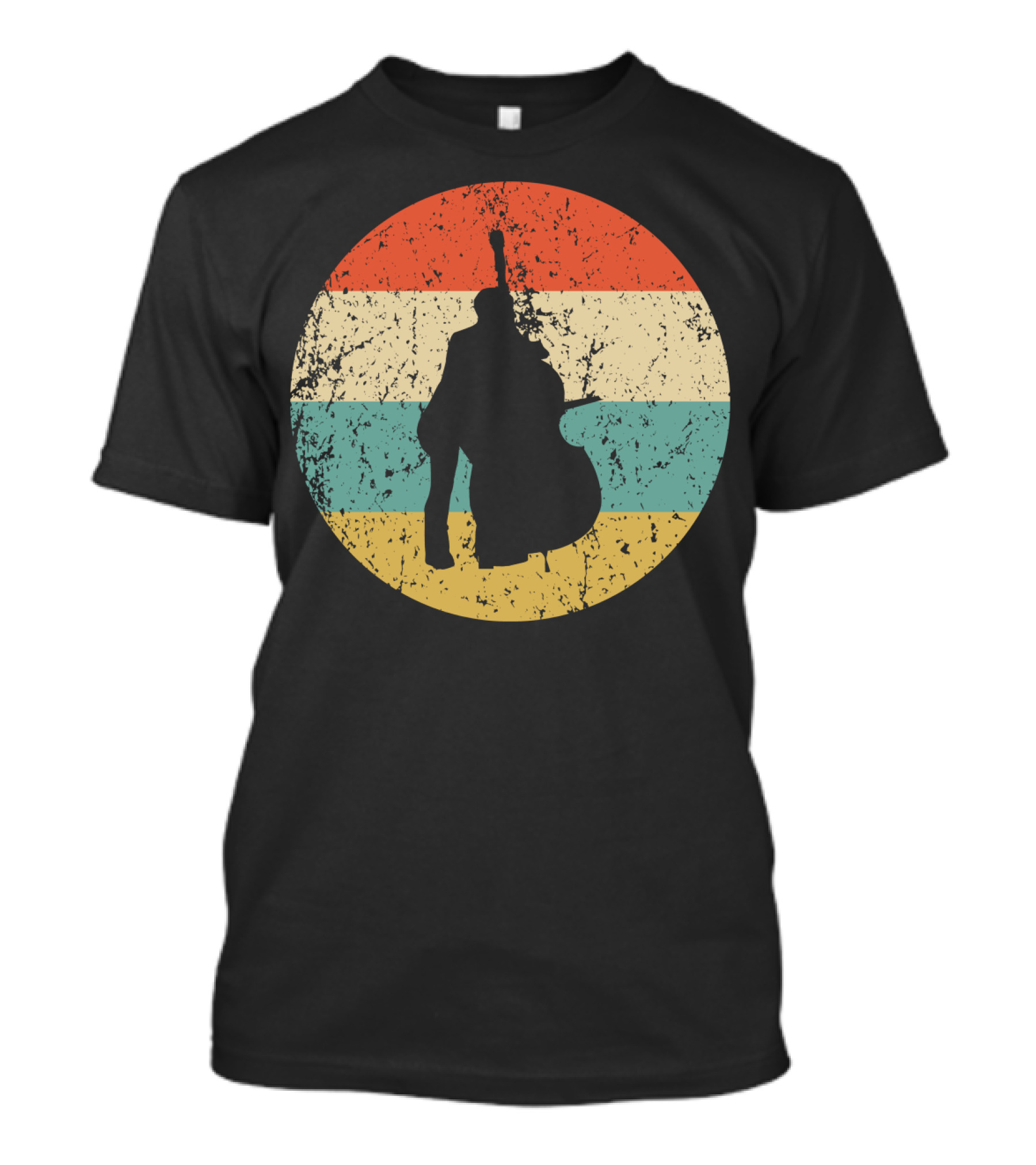 Vintage Stand Up Bass Retro Sunset Music T-Shirt
