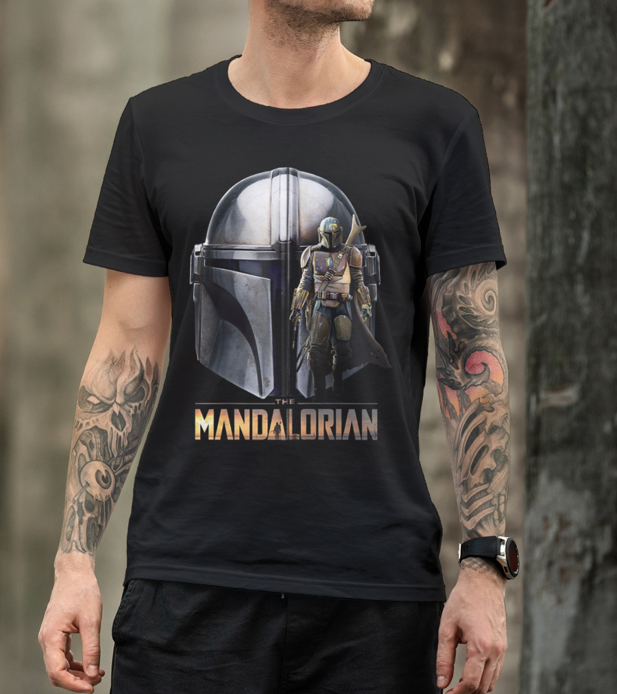 Star Wars The Mandalorian Helmet And Bounty Hunter Armor T-Shirt