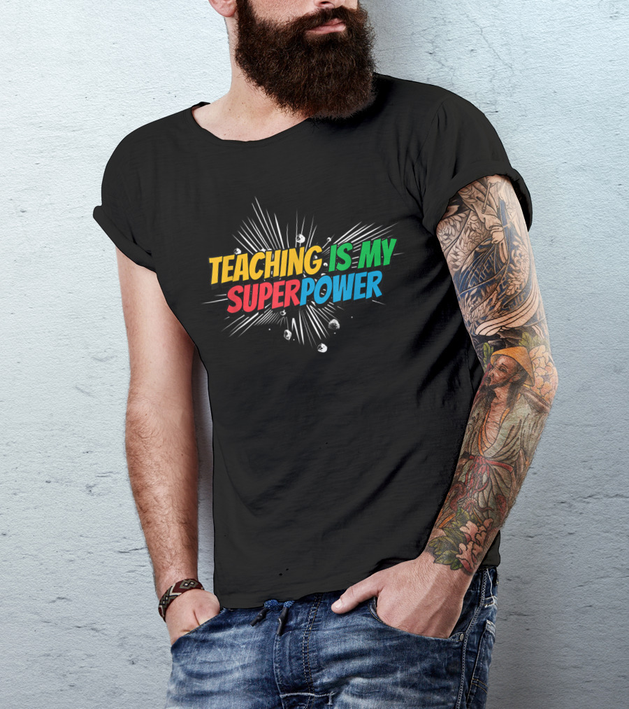Teaching Is My Superpower Comic Burst T-Shirt