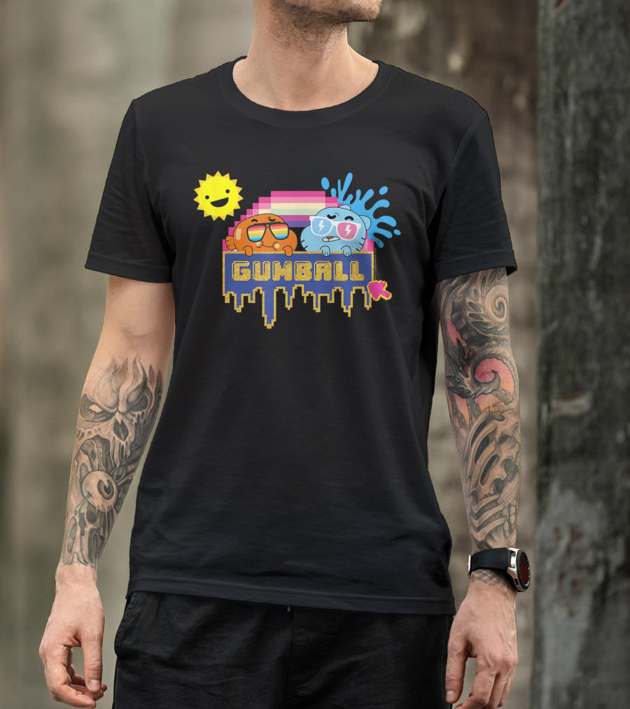 The Amazing World Of Gumball Sunshine Retro Pixel Art Gumball Characters T-Shirt