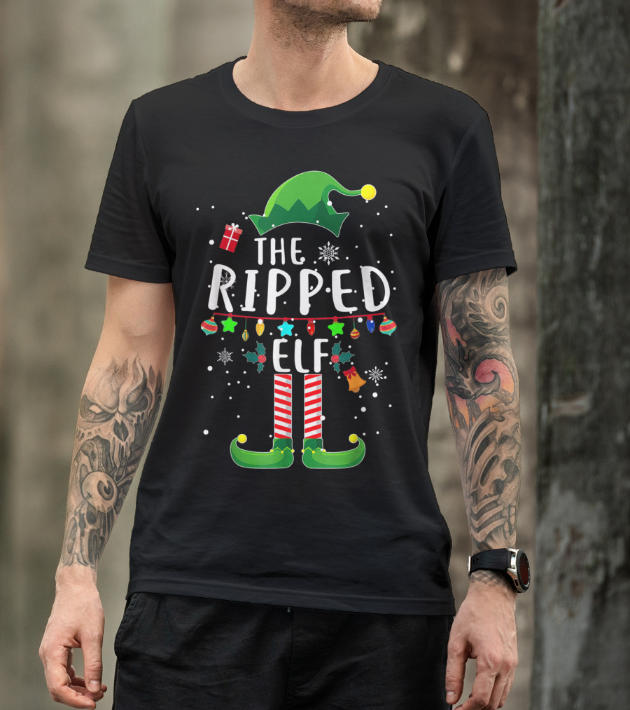 The Ripped Elf Christmas Family Fun Matching T-Shirt