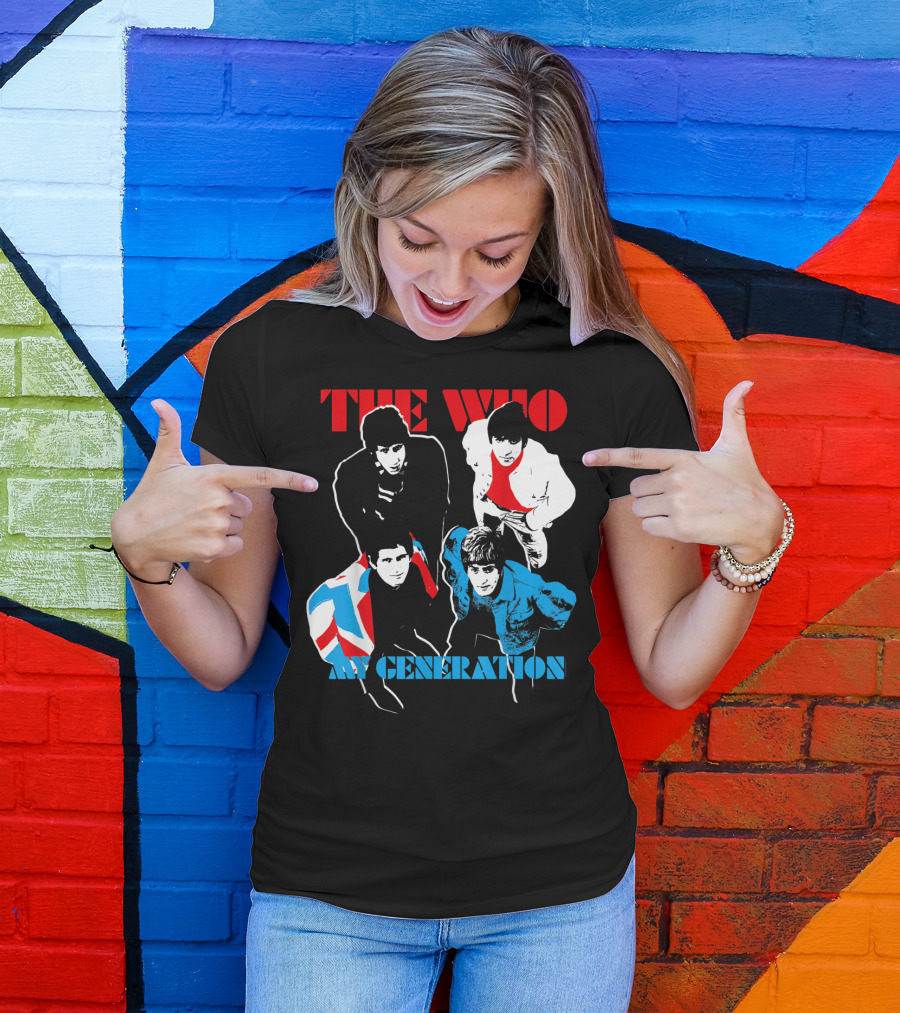 The Who My Generation Band Members With Union Jack Flag T-Shirt