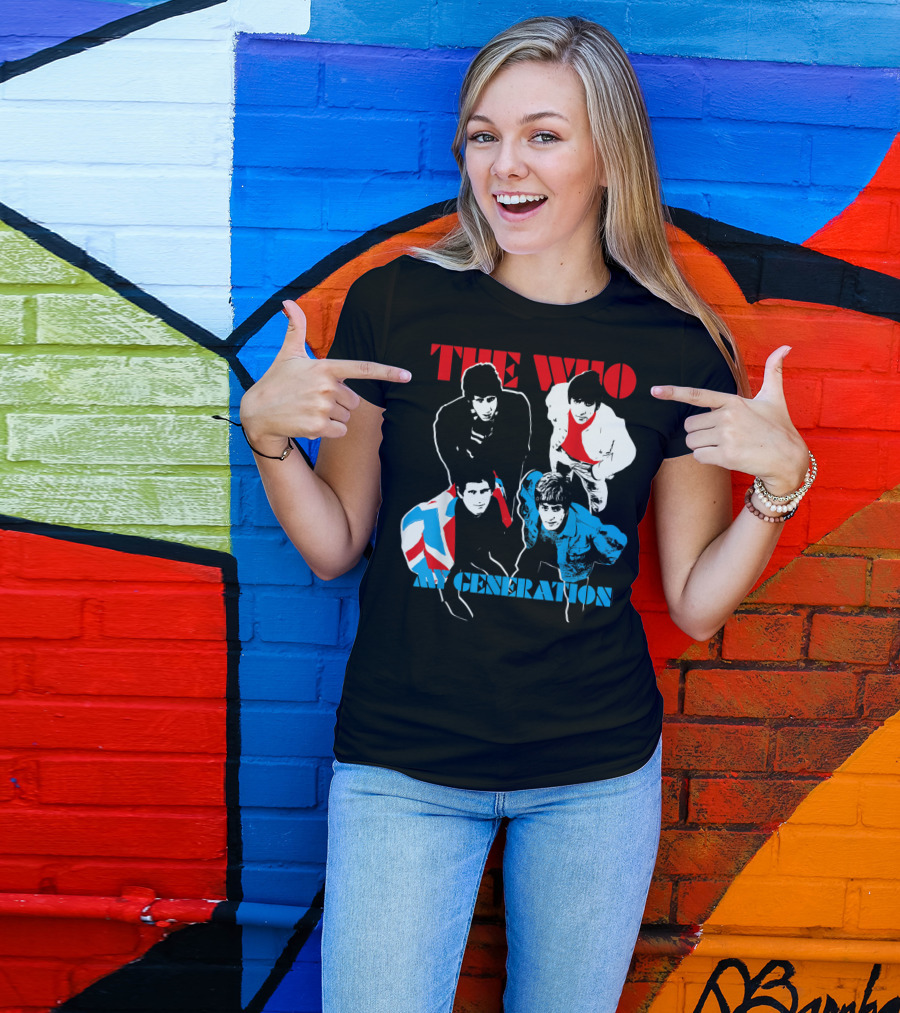 The Who My Generation Band Members With Union Jack Flag T-Shirt