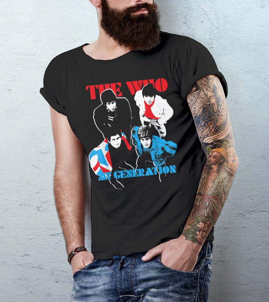 The Who My Generation Band Members With Union Jack Flag T-Shirt