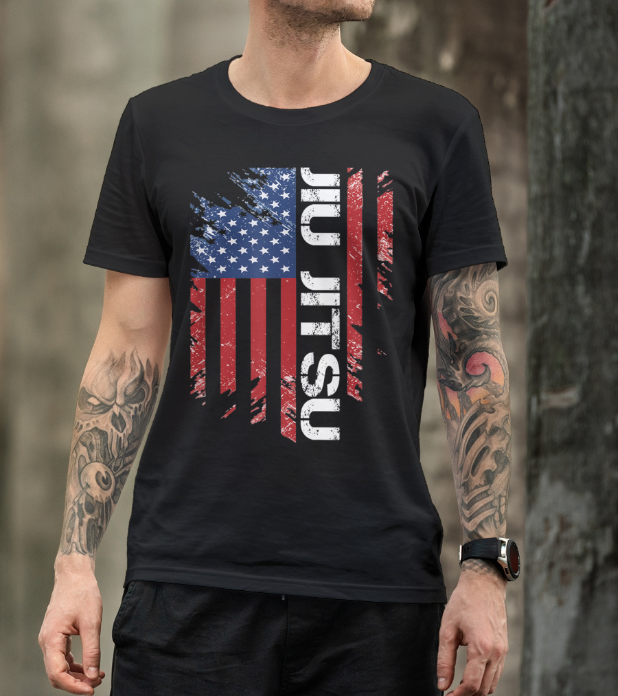 Vintage American USA Flag Jiu Jitsu T-Shirt