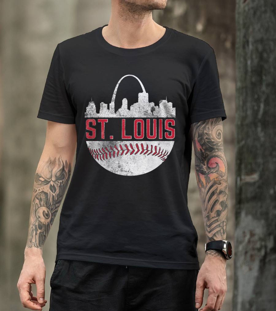 St. Louis Vintage Skyline Baseball Fan T-Shirt