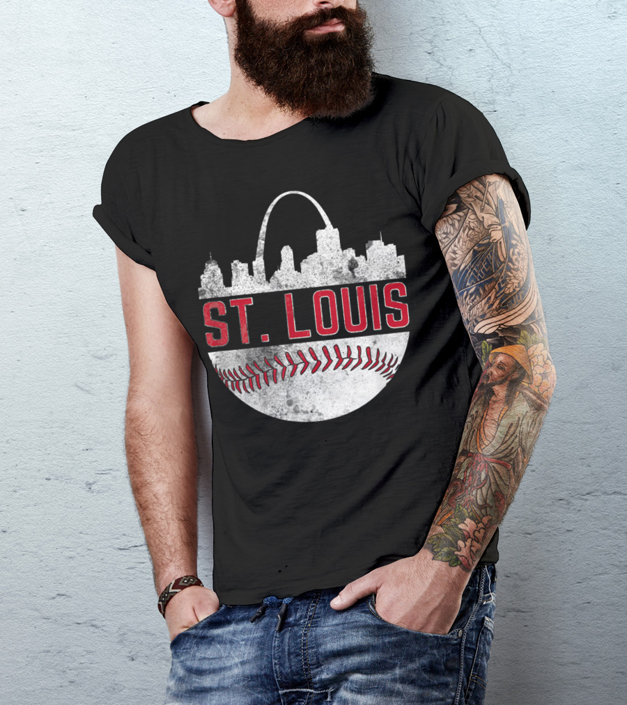 St. Louis Vintage Skyline Baseball Fan T-Shirt