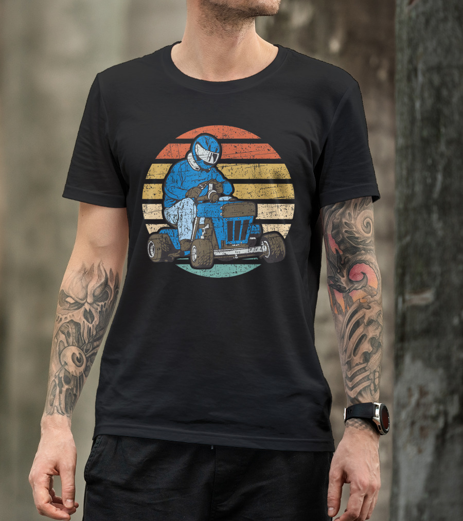 Retro Vintage Lawn Mower Racing Stripes T-Shirt