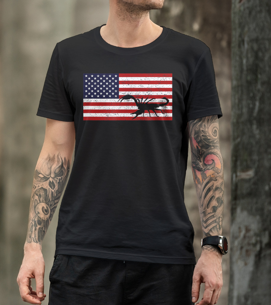 Vintage Distressed American Flag Scorpion T-Shirt