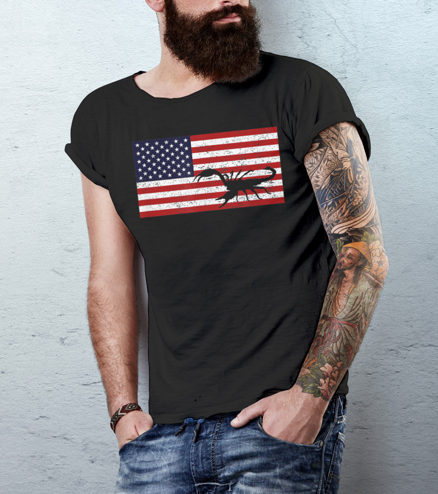 Vintage Distressed American Flag Scorpion T-Shirt