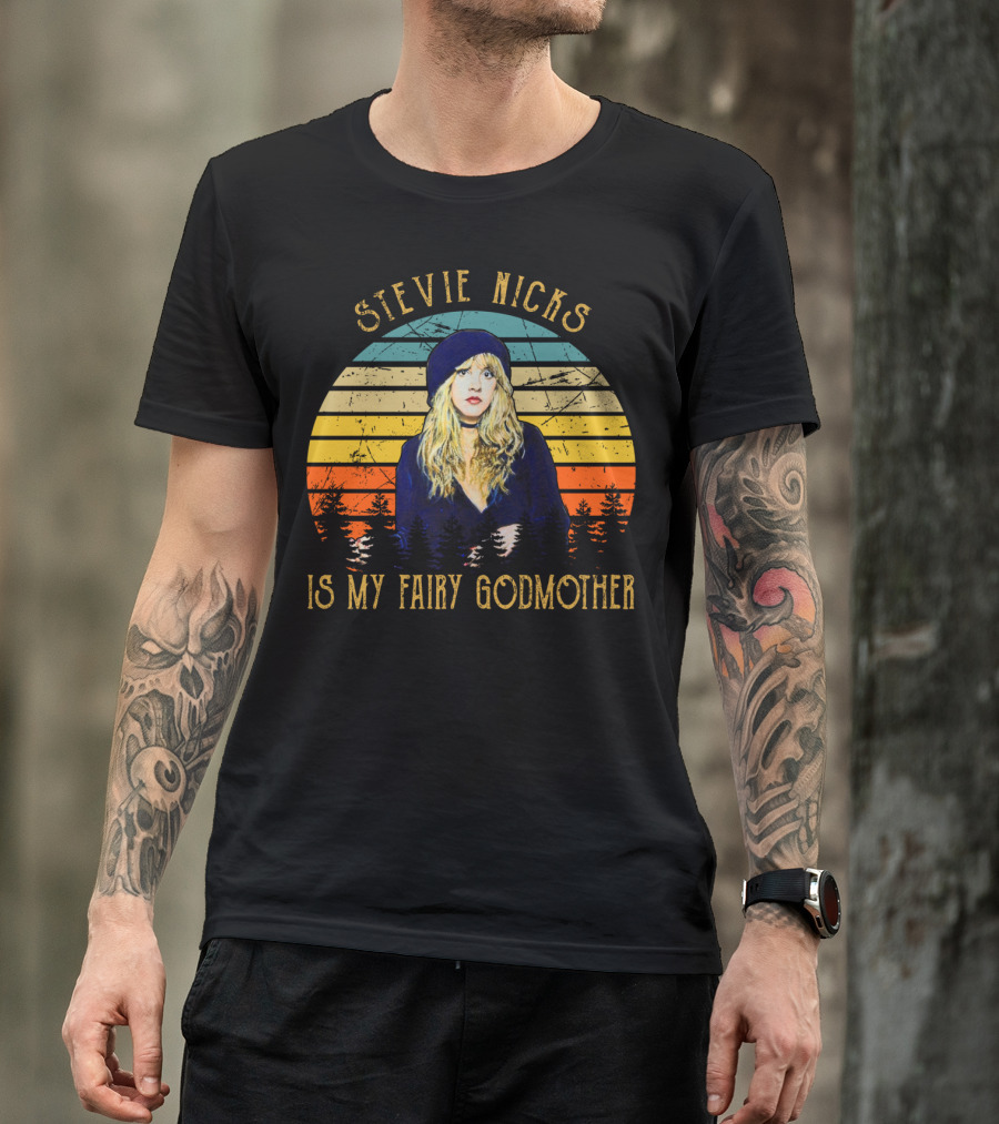Stevie Nicks Is My Fairy Godmother Vintage Retro Sunset T-Shirt