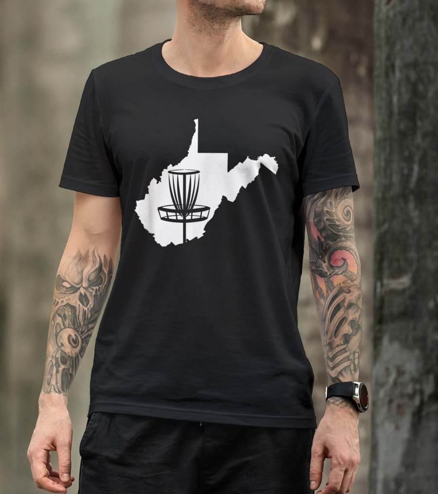 West Virginia Disc Golf State Map Basket T-Shirt