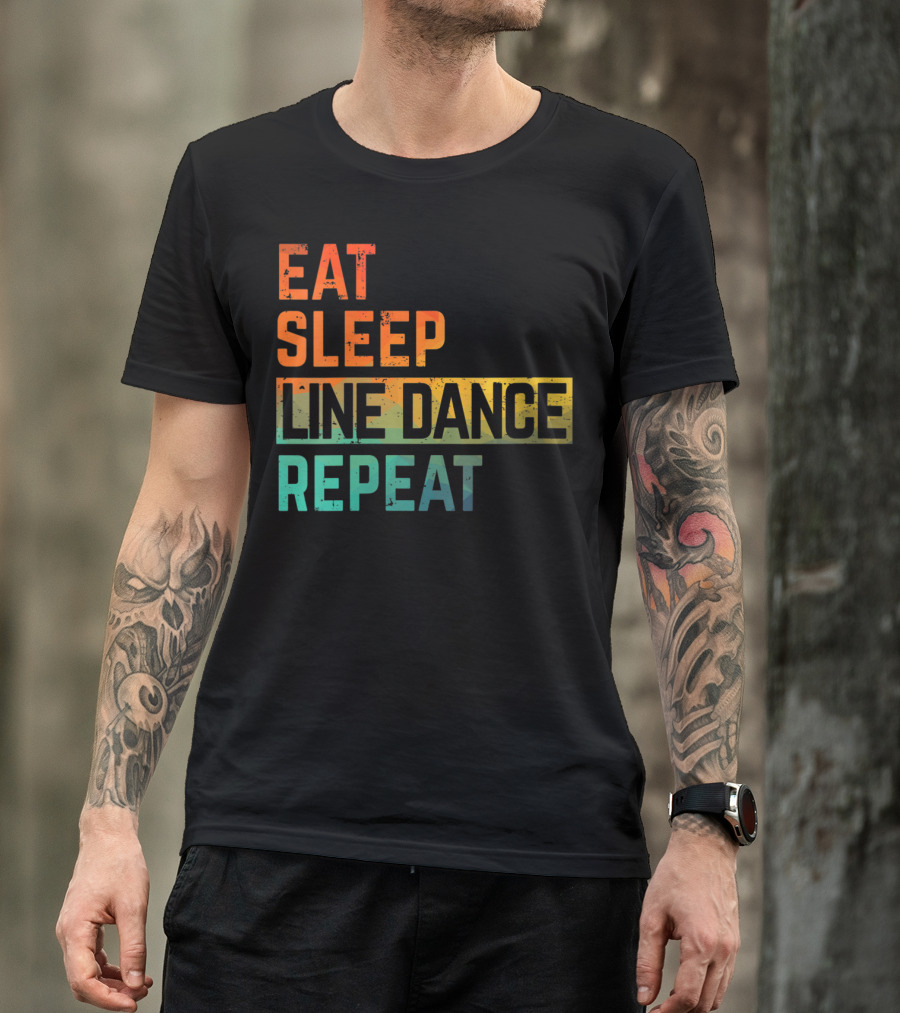 Eat Sleep Line Dance Repeat Watercolor T-Shirt