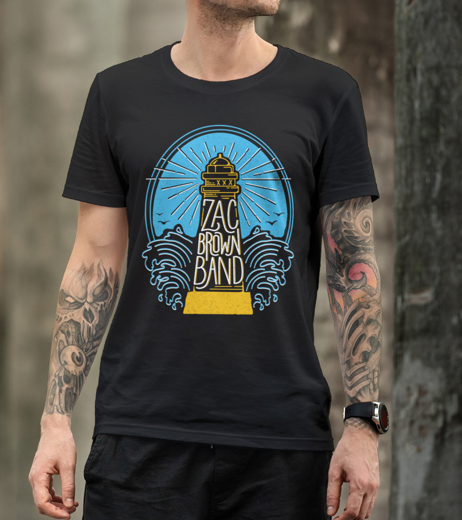 Zac Brown Band Lighthouse With Waves And Birds T-Shirt