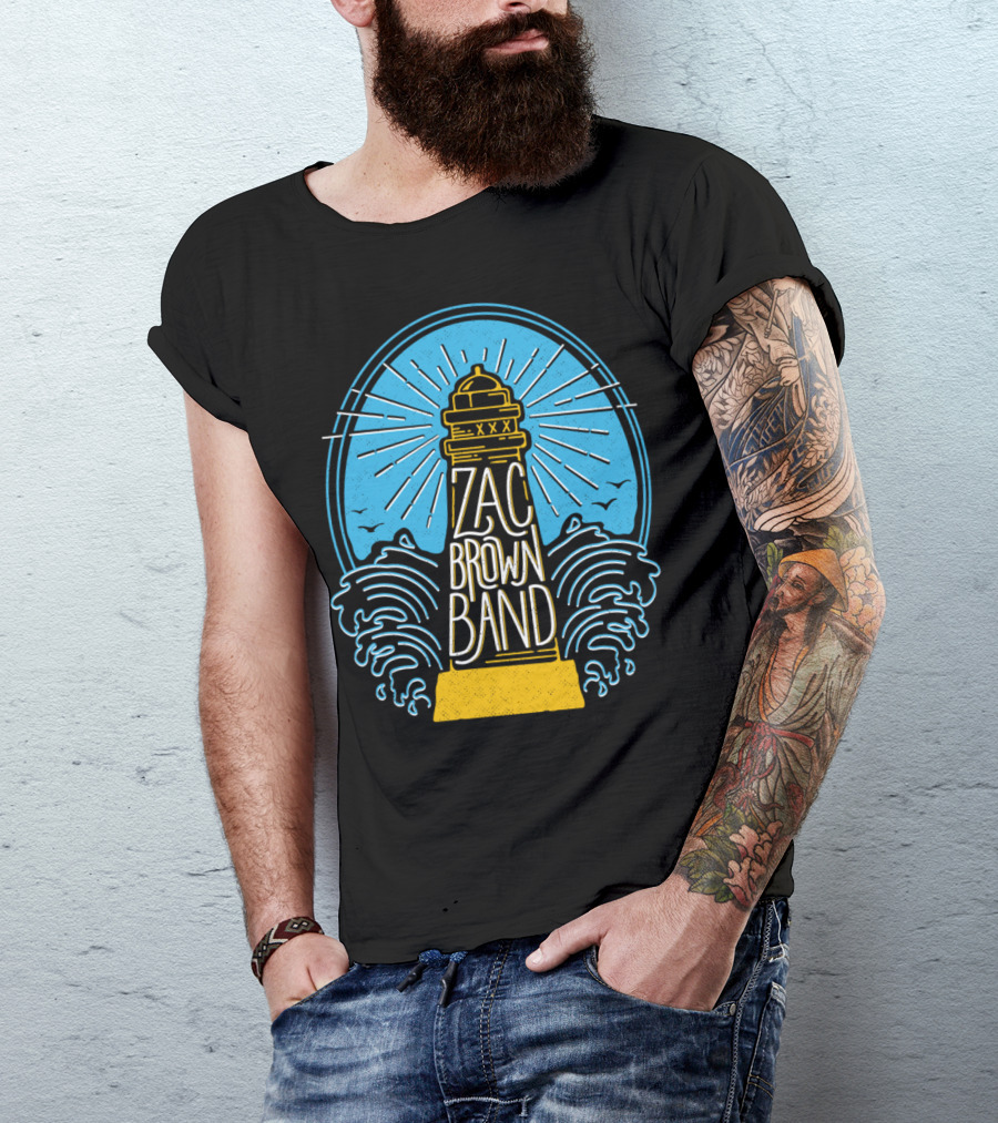 Zac Brown Band Lighthouse With Waves And Birds T-Shirt
